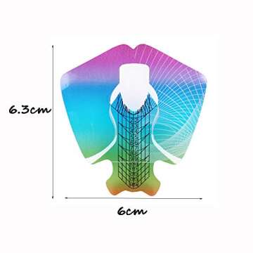 Finger Angel 500PCS Nail Art Forms Sticker Clear Rainbow Color Extension Guide Self-adhesive Tips for Acrylic UV Gel Nail Art Sticker
