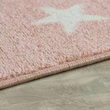 Paco Home Kids Rug with Star for Children's Room Starry Sky Design, Size:3'11" x 5'7", Colour:Pink