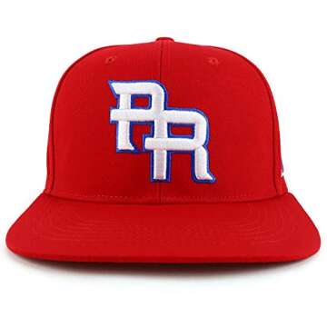 Trendy Apparel Shop PR 3D Embroidered Flatbill Snapback Cap with Puerto Rico Flag - RED RED