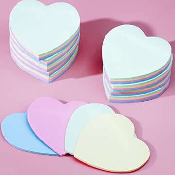 Lystaii Heart Shape Sticky Notes - 1000 Sheets Fun Colors