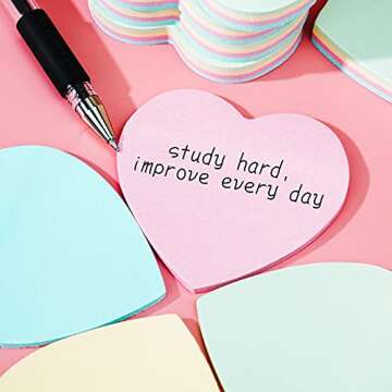 Lystaii Heart Shape Sticky Notes - 1000 Sheets Fun Colors