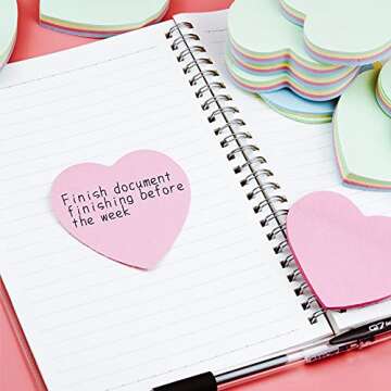 Lystaii Heart Shape Sticky Notes - 1000 Sheets Fun Colors