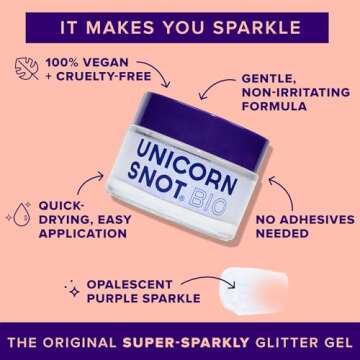 Unicorn Snot Face & Body BIO Glitter - Cosmetic-Grade Holographic Glitter Gel - Plant-Based Makeup f...