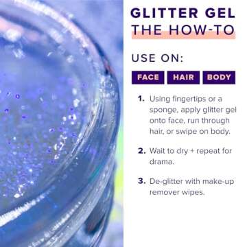 Unicorn Snot Face & Body BIO Glitter - Cosmetic-Grade Holographic Glitter Gel - Plant-Based Makeup for Festivals, Raves, Anime Cosplay - Safe for Face, Easy Application & Removal (Cosmos)