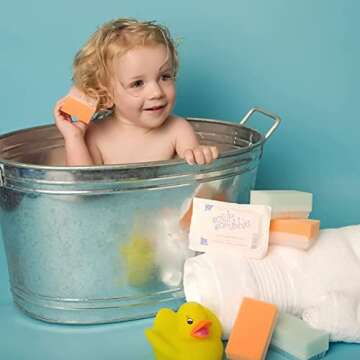 Scalp Scrubbie Loofah Sterilized Cradle Cap Brush - 3-pk Sterile and Safe 2 in 1, Baby Bath Sponge | for Treatment Time Puff, Multicolored