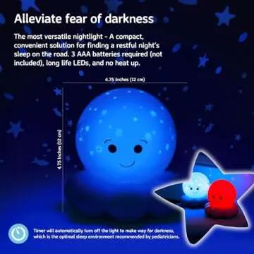 Cloud b Travel Comforting Nightlight Projector | Gentle Brightness | 3 Colors with Color Rotation Option | Auto-Shutoff | Octo Baby Blue