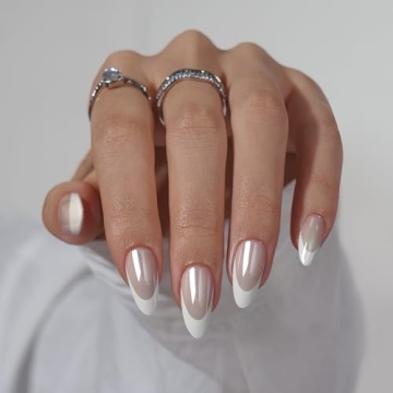 BTArtbox Press-On Nails – Elegant Chrome French Tips
