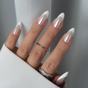 BTArtbox Press-On Nails – Elegant Chrome French Tips