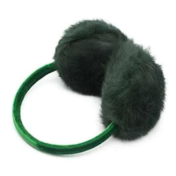 ZLYC Women's Genuine Rabbit Fur Earmuffs Adjustable Ear Warmers