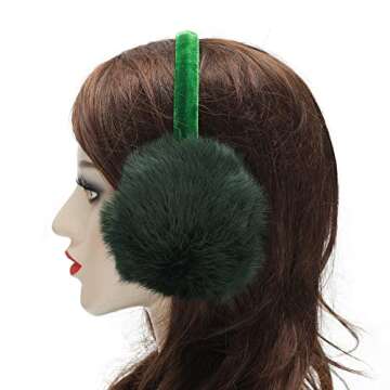 ZLYC Women's Genuine Rabbit Fur Earmuffs Adjustable Ear Warmers