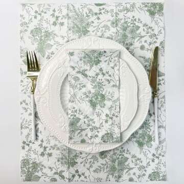 Elegant WRAPAHOLIC Green Floral Paper Napkins 25Pcs