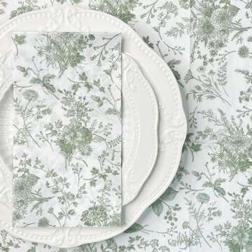 Elegant WRAPAHOLIC Green Floral Paper Napkins 25Pcs
