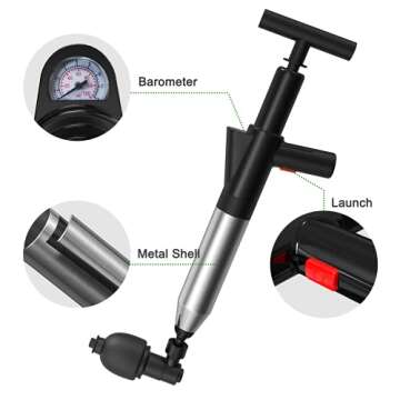 WUOAUM Toilet Plunger, Air Drain Blaster Kit, Clog Remover with 4 Replaceable Heads & Visual Baromet...
