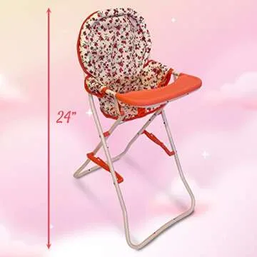 Baby Doll High Chair, Toy High Chair for Baby Doll, Baby Toy Highchair Doll Chair, Baby Doll Accessories, Baby Doll Furniture, 18 Inch Doll Furniture for Baby Doll Toys, 18 Inch Doll Accessories