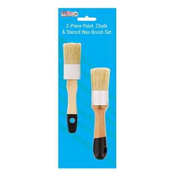 U.S. Art Supply 2-Piece Multi Use Oval and Round Chalk, Wax and Stencil Brushes for Chairs, Dressers...