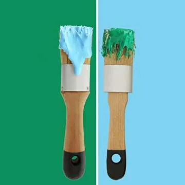 U.S. Art Supply 2-Piece Multi Use Oval and Round Chalk, Wax and Stencil Brushes for Chairs, Dressers, Cabinets and Other Wood Furniture - 100% Natural Bristles, Lightweight and Rust Resistant