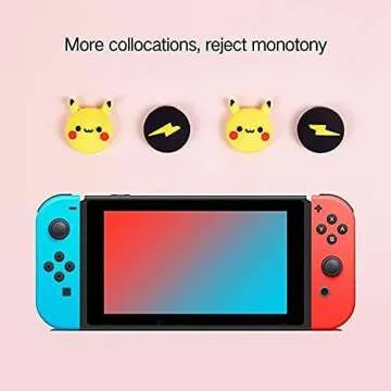 PERFECTSIGHT 4PCS Cute Thumb Grip Caps Compatible with Nintendo Switch/OLED/Lite Console, Kawaii Soft Skin Silicone 3D Analog Stick Button Cover for NS Joycon Controller, Joystick Cap, Black & White