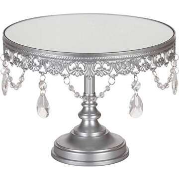 Amalfi Decor Cake Stand with Crystals, Silver 10 Inches
