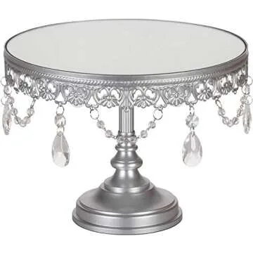 Amalfi Decor Cake Stand with Crystals, Silver 10 Inches
