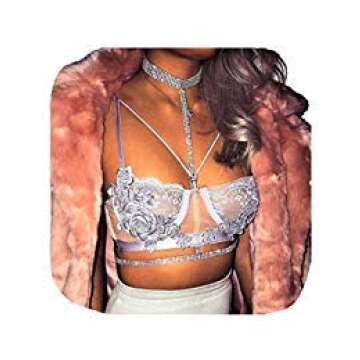 JeVenis Luxury Harness Bikini Rhinestone Bralette Body Chains Belly Chain Jewelry (Style - 6)