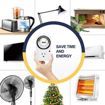iPower 24 Hour Plug-in Mechanical Electric Outlet Timers Switch Programmable Indoor, Accurate Heavy ...