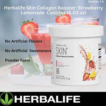 Herbalife Skin Collagen Beauty Booster Lemonade Strawberry Flavor 6.03 Oz: No Artificial Flavor, No Artificial Sweeteners, Gluten-Free