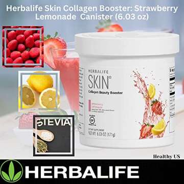 Herbalife Skin Collagen Beauty Booster Lemonade Strawberry Flavor 6.03 Oz: No Artificial Flavor, No Artificial Sweeteners, Gluten-Free