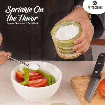 SPESHSTONES Marble Salt Cellar With Lid and Spoon