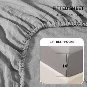 Luxury Belgian Linen Sheet Set - King Size Grey Bedding
