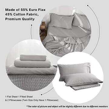 Luxury Belgian Linen Sheet Set - King Size Grey Bedding