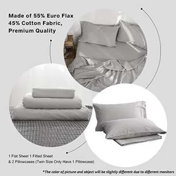 Luxury Belgian Linen Sheet Set - King Size Grey Bedding