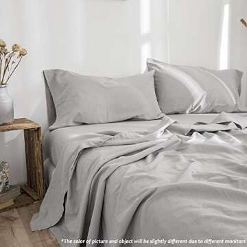 Luxury Belgian Linen Sheet Set - King Size Grey Bedding