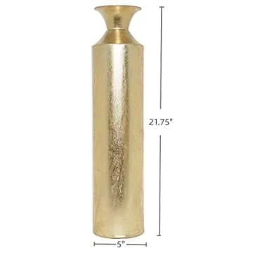 Hosley Gold Metal Decorative Tall Floor Vase - Metallic Centerpiece Vases - Vases for Home Decoratio...