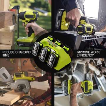 NEPOWILL 6-Ports Replacement Battery Charger for Ryobi 18v Battery Charger Station, Sequential Charger Compatible with Ryobi ONE+ 18V Battery P102 P104 P105 P106 P108 P107 P109 for Ryobi Power Tools