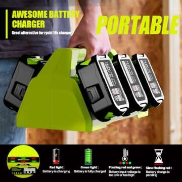 NEPOWILL 6-Ports Replacement Battery Charger for Ryobi 18v Battery Charger Station, Sequential Charger Compatible with Ryobi ONE+ 18V Battery P102 P104 P105 P106 P108 P107 P109 for Ryobi Power Tools