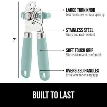 The Original GORILLA GRIP Heavy Duty Stainless Steel Smooth Edge Manual Can Opener and Bottle Opener...