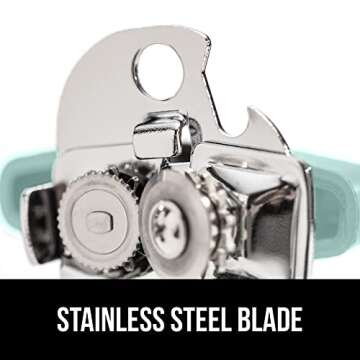 The Original GORILLA GRIP Heavy Duty Stainless Steel Smooth Edge Manual Can Opener and Bottle Openers, Soft Handle, Rust Proof Oversized Handheld Easy Turn Knob, Multifunctional Kitchen Tool, Mint