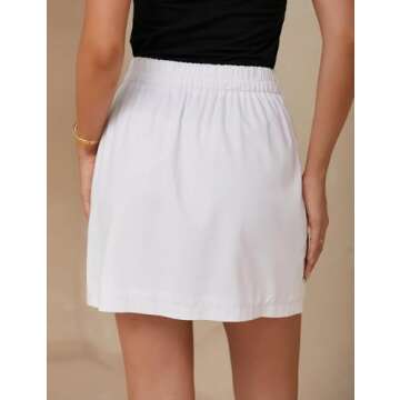 IDEALSANXUN Pencil Skirt for Women 2024 Spring Summer High Waisted Casual Tight Fitted Trendy Short Mini Linen Bodycon Skirt, White, S