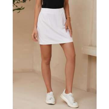 IDEALSANXUN Pencil Skirt for Women 2024 Spring Summer High Waisted Casual Tight Fitted Trendy Short Mini Linen Bodycon Skirt, White, S