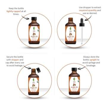 SVA Argan Oil Organic - 4 Fl Oz – 100% Natural Cold Pressed Organic Argan Oil - for Face, Skin Car...