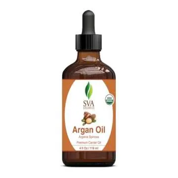 SVA Argan Oil Organic - 4 Fl Oz – 100% Natural Cold Pressed Organic Argan Oil - for Face, Skin Care, Hair Care, Scalp Massage & Body Massage – Carrier Oil with Dropper