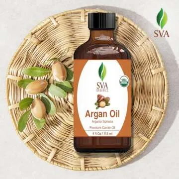 SVA Argan Oil Organic - 4 Fl Oz – 100% Natural Cold Pressed Organic Argan Oil - for Face, Skin Care, Hair Care, Scalp Massage & Body Massage – Carrier Oil with Dropper