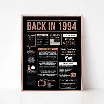 Katie Doodle - 30th Birthday Decorations for Women - 30th Birthday Gifts for Her - 30 Birthday Decorations for Women - 30th Birthday Gifts for Women - 8x10 inch Back-in 1994 Sign (Unframed) Rose Gold