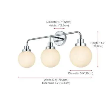 Living District Hanson 3-Light Metal Bath Sconce in Black and Frosted