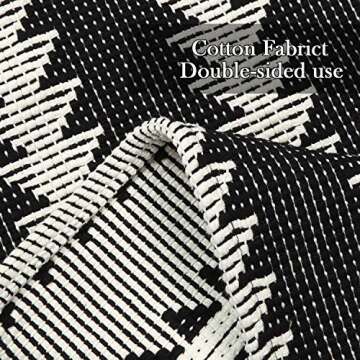 Black Table Runner 14 in x 72 in,KIMODE Farmhouse Boho Black/White Striped Christmas Table Runners Cotton Woven Fringe Dinning Table Minimalist Home Decor