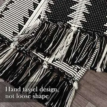 KIMODE Black/White Striped Table Runner for Home Decor
