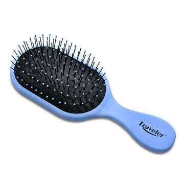 NuWay 4HAIR Traveler U.S. and International Patented Travel Brush (Soft Blue)