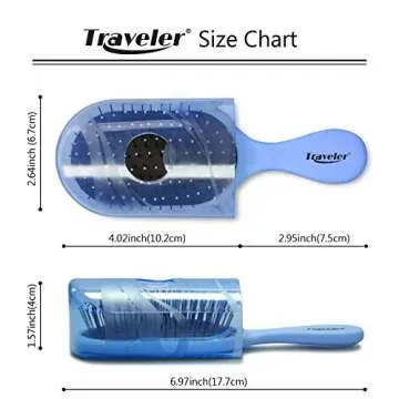 NuWay 4HAIR Traveler U.S. and International Patented Travel Brush (Soft Blue)
