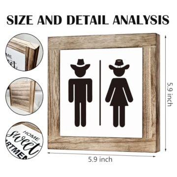 Rustic Cowboy Wooden Box Sign for Bathroom Decor