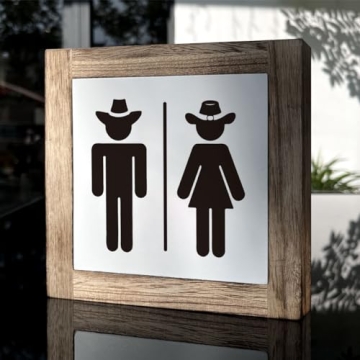 Rustic Cowboy Wooden Box Sign for Bathroom Decor